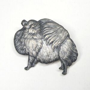 Pomeranian Dog Pin Vintage Silvertone Metal Kenart England Brooch